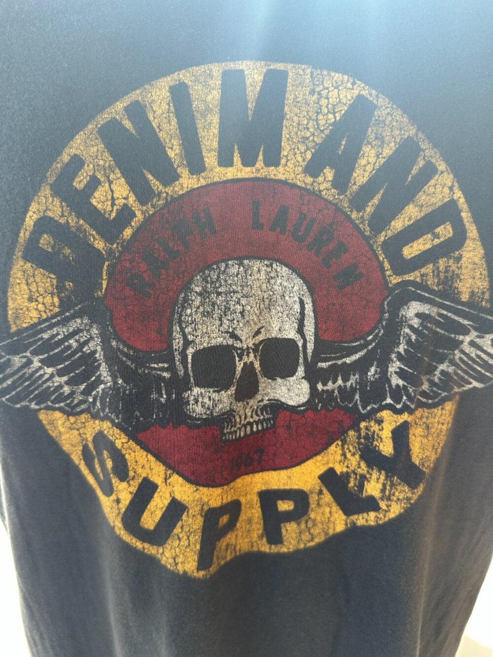 Denim & Supply Ralph Lauren Skull Wings Design Men's Dark Gray T Shirt Size Larg - Picture 2 of 4